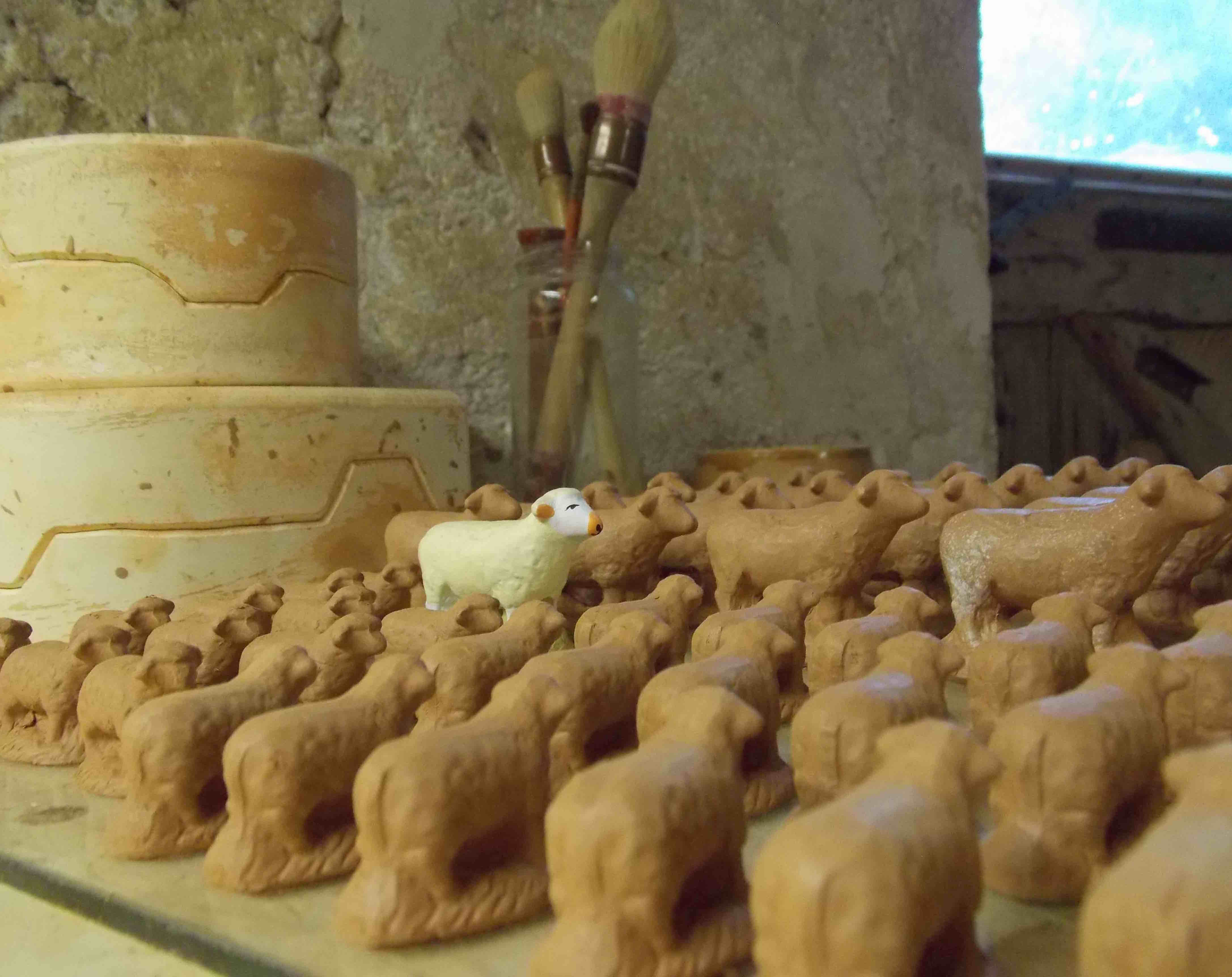 Moutons, Atelier Denis Voeux, santonnier à Séguret